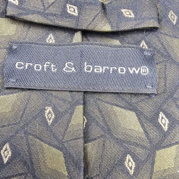 Mens Necktie Croft & Barrow Tie silk Green Black Size 57.5 By 4 In Vintage - Picture 5 of 6